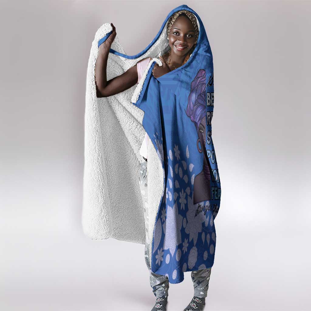 African Women Black Beautiful Brave and Bressed - Blue Color Hooded Blanket - African Pride