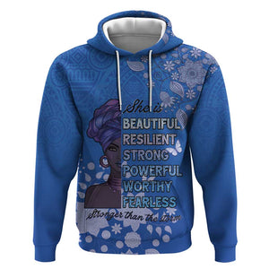 African Women Black Beautiful Brave and Bressed - Blue Color Hoodie - African Pride
