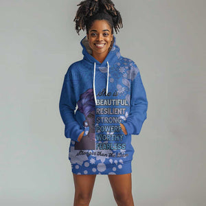 African Women Black Beautiful Brave and Bressed - Blue Color Hoodie Dress - African Pride