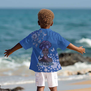 African Women Black Beautiful Brave and Bressed - Blue Color Kid Hawaiian Shirt - African Pride