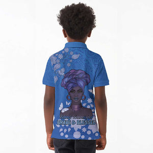 African Women Black Beautiful Brave and Bressed - Blue Color Kid Polo Shirt - African Pride