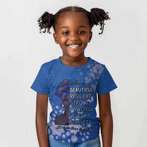 African Women Black Beautiful Brave and Bressed - Blue Color Kid T shirt - African Pride