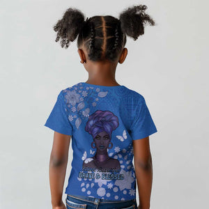 African Women Black Beautiful Brave and Bressed - Blue Color Kid T shirt - African Pride