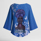 African Women Kimono Sleeve Blouse Black Beautiful Brave and Bressed - Blue Color