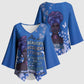 African Women Kimono Sleeve Blouse Black Beautiful Brave and Bressed - Blue Color