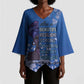 African Women Kimono Sleeve Blouse Black Beautiful Brave and Bressed - Blue Color