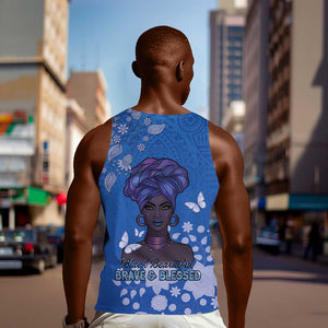 African Women Black Beautiful Brave and Bressed - Blue Color Men Tank Top - African Pride