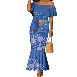 African Women Black Beautiful Brave and Bressed - Blue Color Mermaid Dress - African Pride