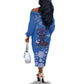African Women Black Beautiful Brave and Bressed - Blue Color Off The Shoulder Long Sleeve Dress - African Pride