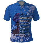 African Women Black Beautiful Brave and Bressed - Blue Color Polo Shirt - African Pride