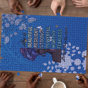 African Women Puzzle Black Beautiful Brave and Bressed - Blue Color