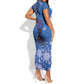 African Women Black Beautiful Brave and Bressed - Blue Color Short Sleeve Bodycon Dress - African Pride