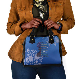 African Women Black Beautiful Brave and Bressed - Blue Color Shoulder Handbag - African Pride