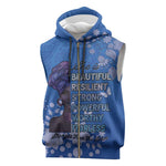 African Women Black Beautiful Brave and Bressed - Blue Color Sleeveless Zip Hoodie - African Pride