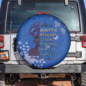 African Women Black Beautiful Brave and Bressed - Blue Color Spare Tire Cover - African Pride
