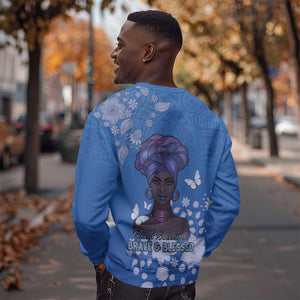 African Women Black Beautiful Brave and Bressed - Blue Color Sweatshirt - African Pride