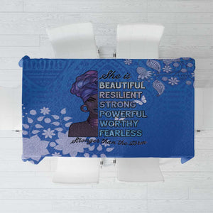 African Women Black Beautiful Brave and Bressed - Blue Color Tablecloth - African Pride