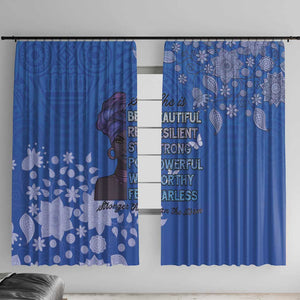 African Women Black Beautiful Brave and Bressed - Blue Color Window Curtain - African Pride