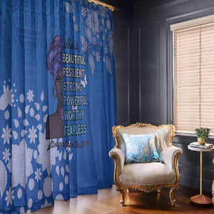 African Women Black Beautiful Brave and Bressed - Blue Color Window Curtain - African Pride