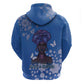 African Women Black Beautiful Brave and Bressed - Blue Color Zip Hoodie - African Pride