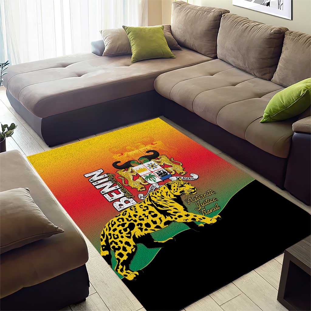 Benin National Day Area Rug Leopard With Coat Of Arms - African Pride