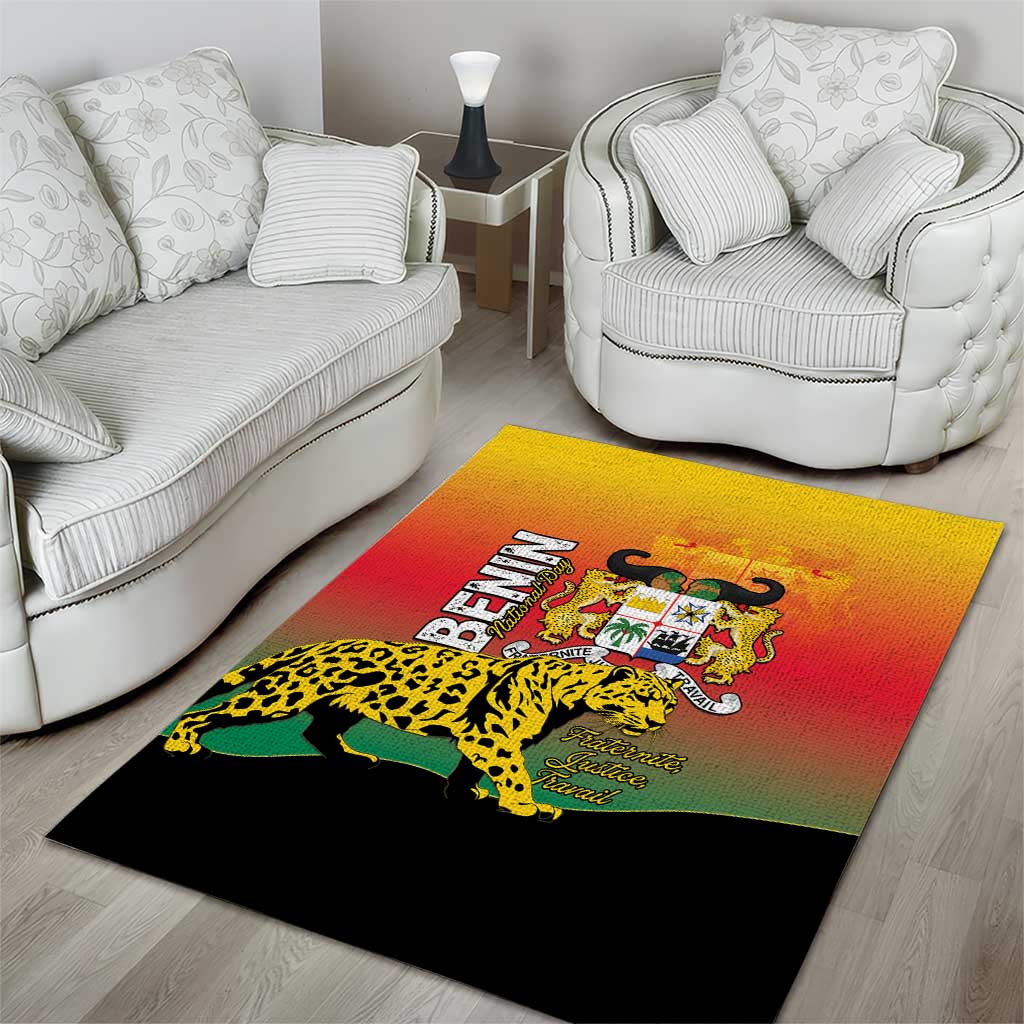 Benin National Day Area Rug Leopard With Coat Of Arms - African Pride