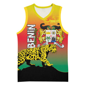Personalized Benin National Day Basketball Jersey Leopard With Coat Of Arms - African Pride