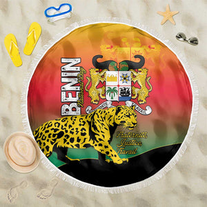 Benin National Day Beach Blanket Leopard With Coat Of Arms - African Pride