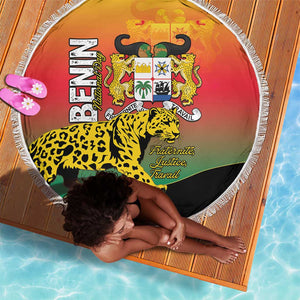 Benin National Day Beach Blanket Leopard With Coat Of Arms - African Pride