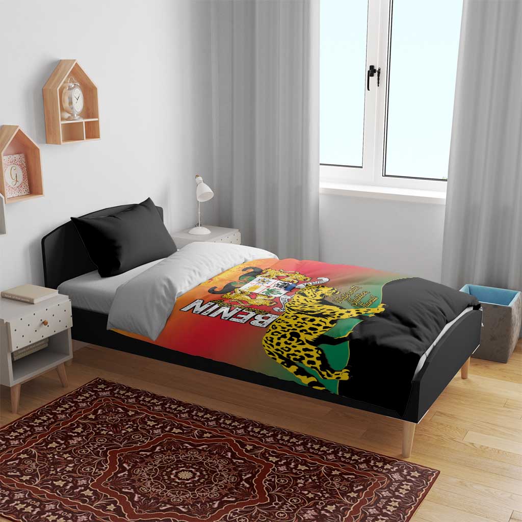 Benin National Day Bedding Set Leopard With Coat Of Arms - African Pride