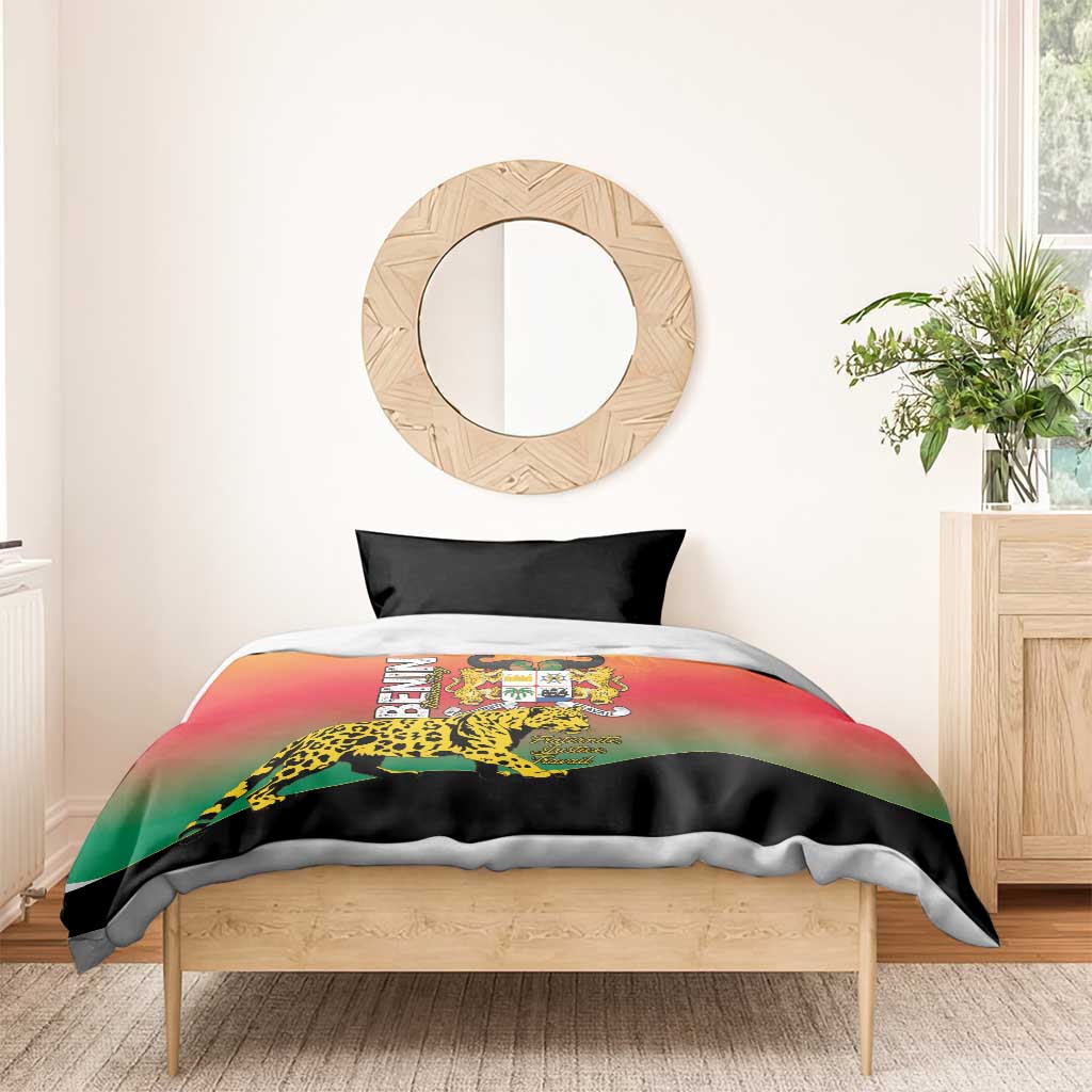 Benin National Day Bedding Set Leopard With Coat Of Arms - African Pride