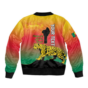 Personalized Benin National Day Bomber Jacket Leopard With Coat Of Arms - African Pride