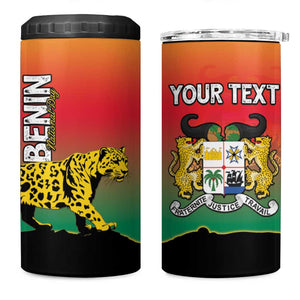 Personalized Benin National Day 4 in 1 Can Cooler Tumbler Leopard With Coat Of Arms - African Pride