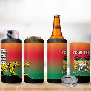 Personalized Benin National Day 4 in 1 Can Cooler Tumbler Leopard With Coat Of Arms - African Pride