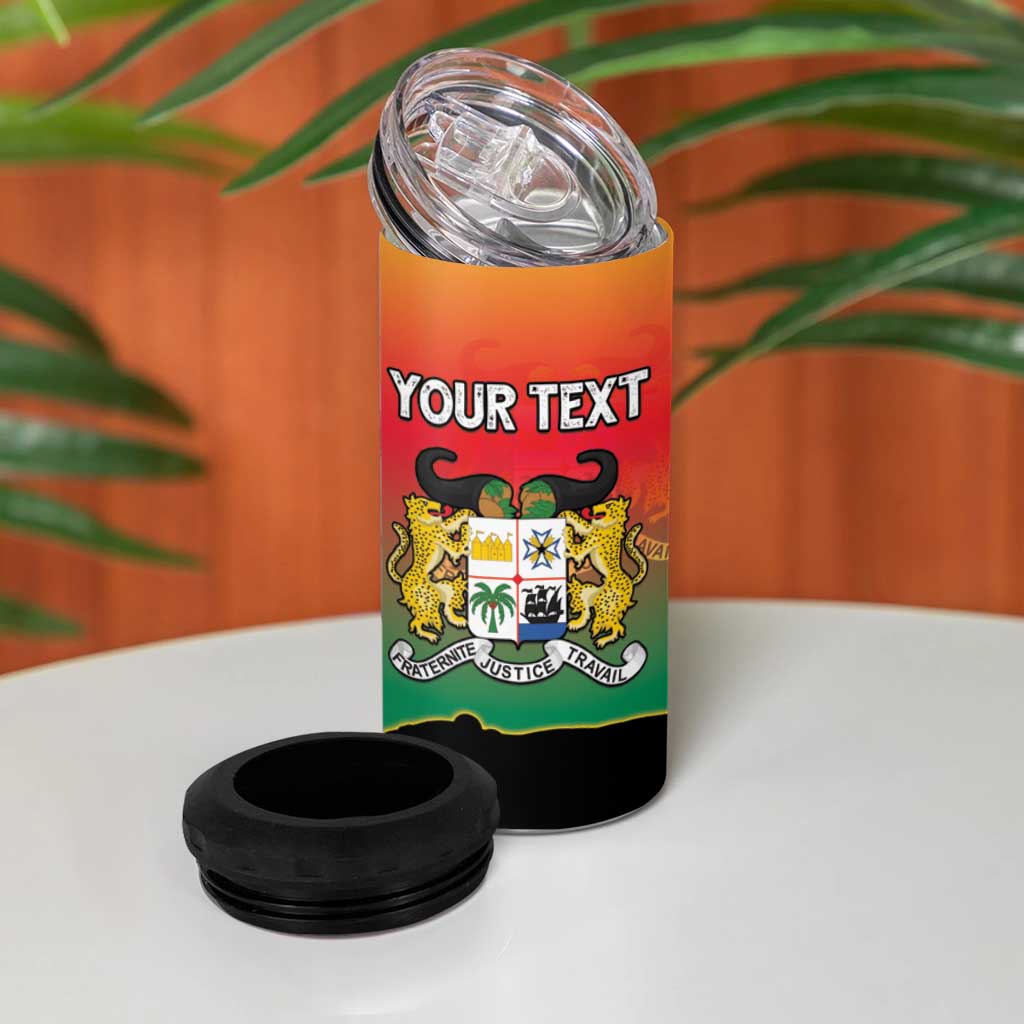 Personalized Benin National Day 4 in 1 Can Cooler Tumbler Leopard With Coat Of Arms - African Pride