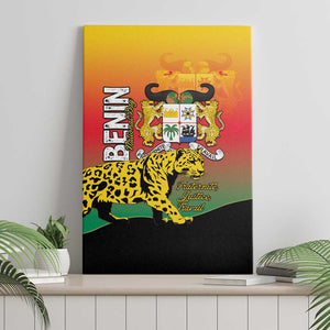 Benin National Day Canvas Wall Art Leopard With Coat Of Arms - African Pride