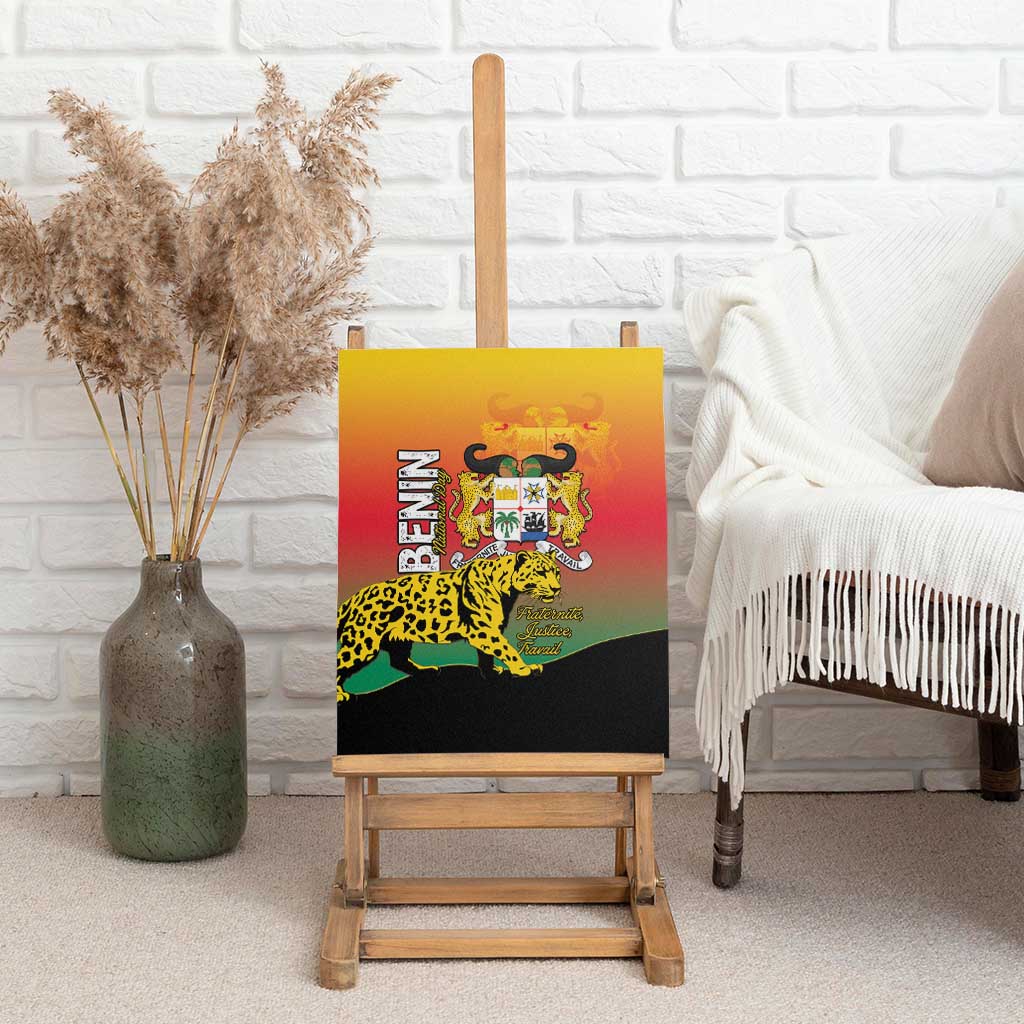 Benin National Day Canvas Wall Art Leopard With Coat Of Arms - African Pride