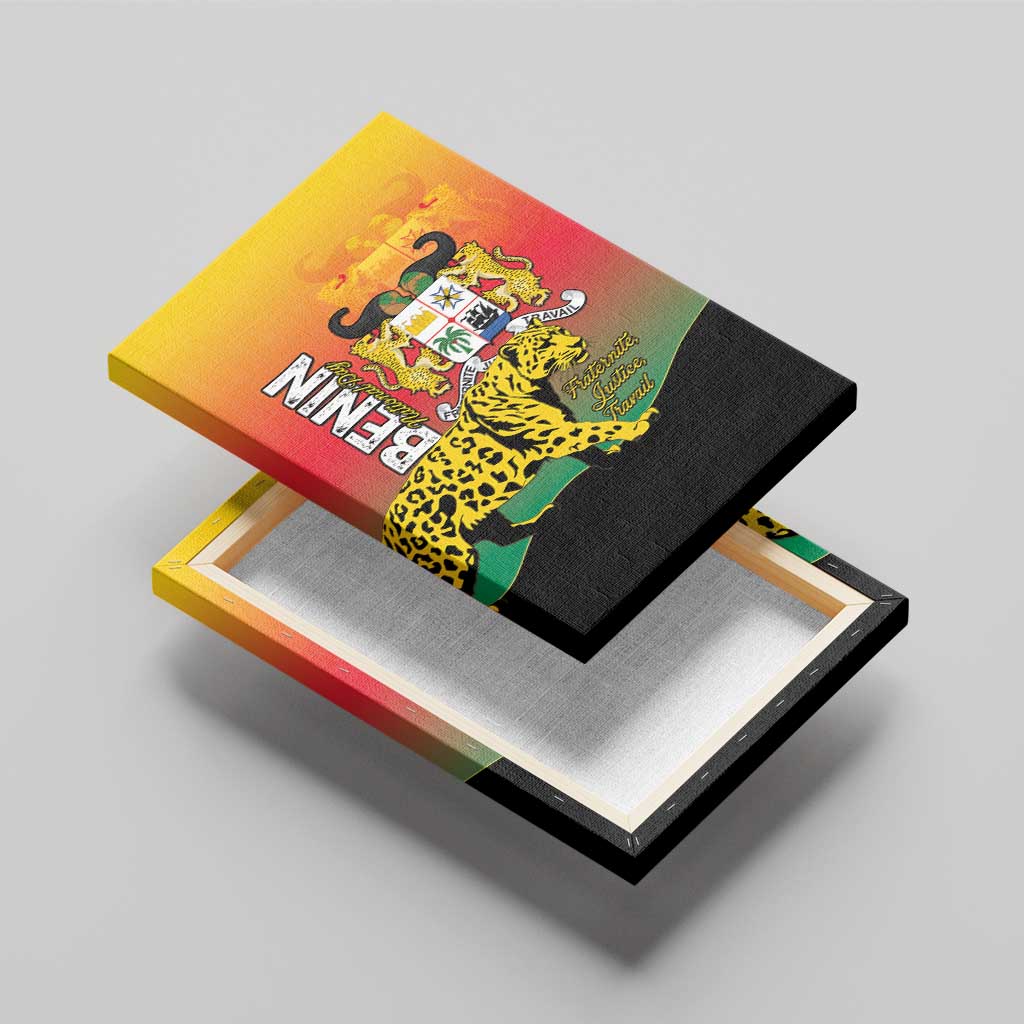 Benin National Day Canvas Wall Art Leopard With Coat Of Arms - African Pride