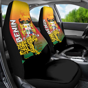 Benin National Day Car Seat Cover Leopard With Coat Of Arms - African Pride