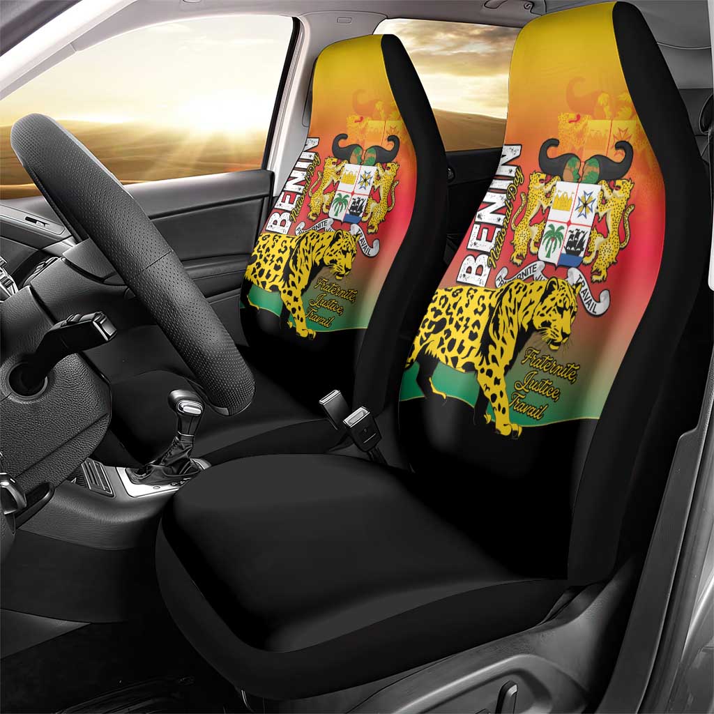 Benin National Day Car Seat Cover Leopard With Coat Of Arms - African Pride