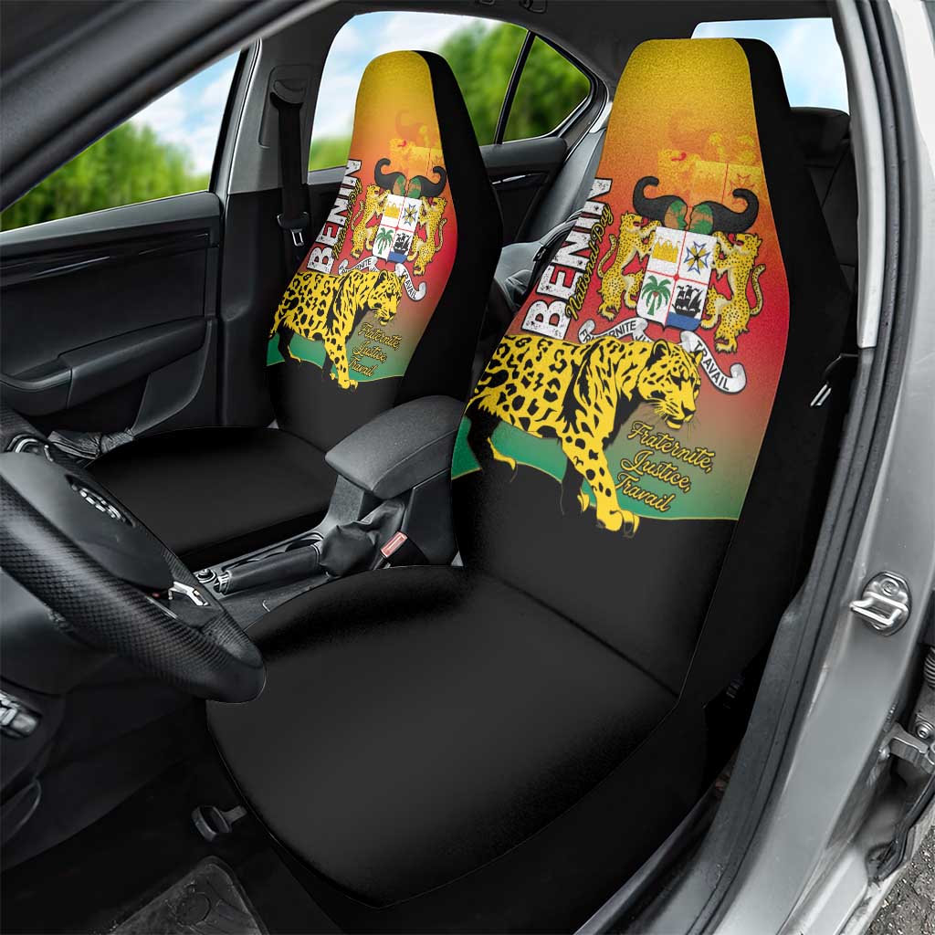Benin National Day Car Seat Cover Leopard With Coat Of Arms - African Pride