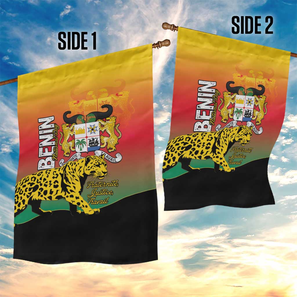 Benin National Day Garden Flag Leopard With Coat Of Arms - African Pride