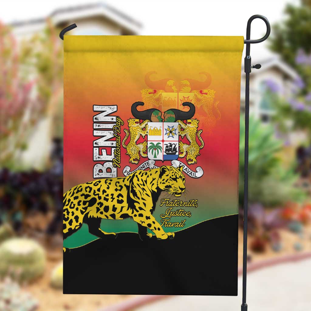 Benin National Day Garden Flag Leopard With Coat Of Arms - African Pride