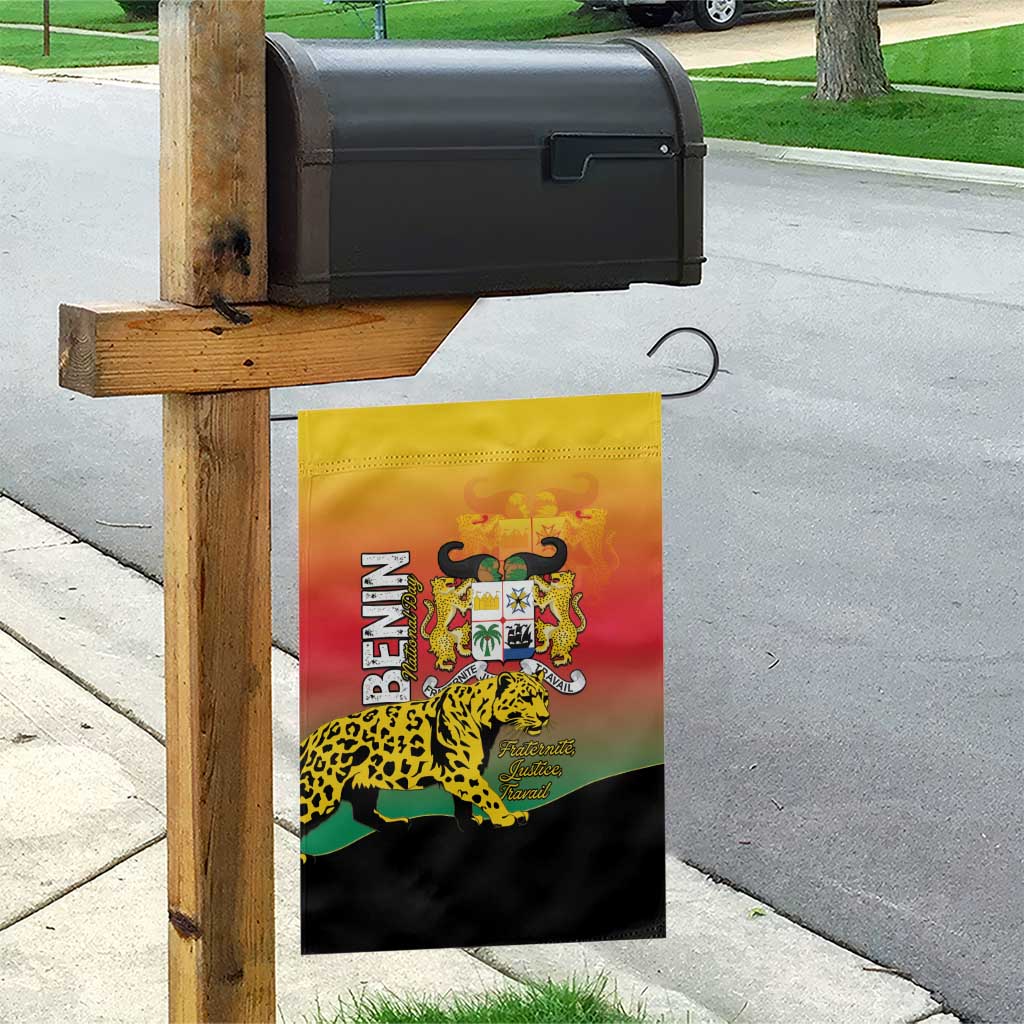 Benin National Day Garden Flag Leopard With Coat Of Arms - African Pride
