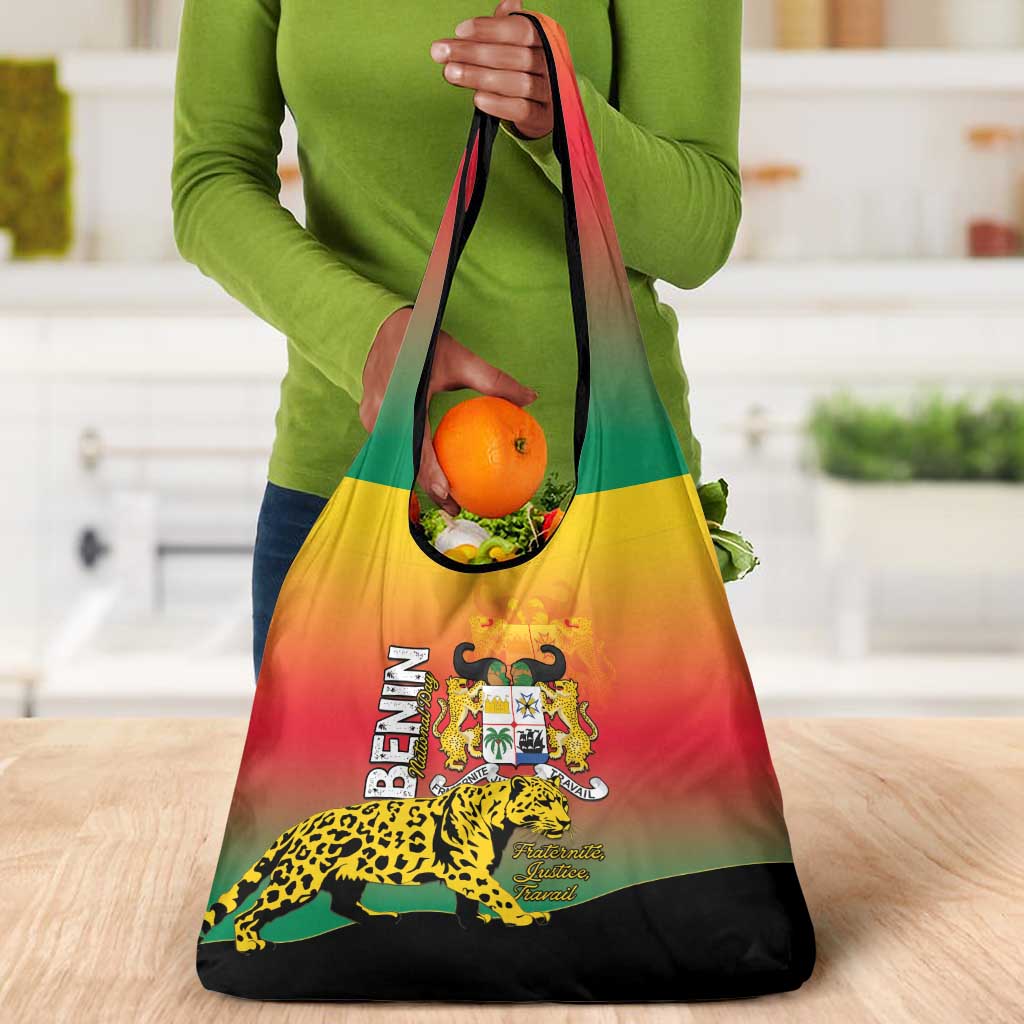 Benin National Day Grocery Bag Leopard With Coat Of Arms - African Pride