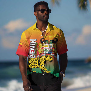 Personalized Benin National Day Hawaiian Shirt Leopard With Coat Of Arms - African Pride