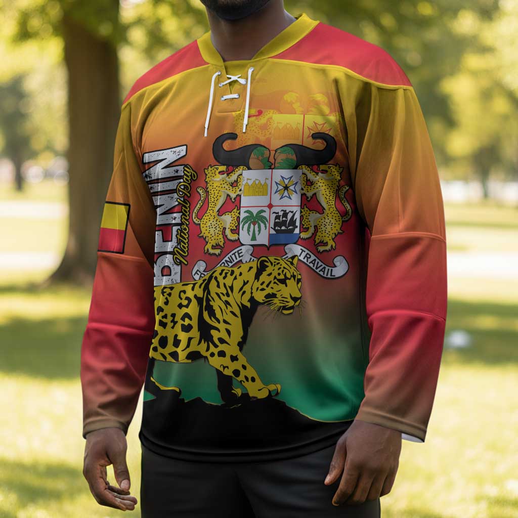 Personalized Benin National Day Hockey Jersey Leopard With Coat Of Arms