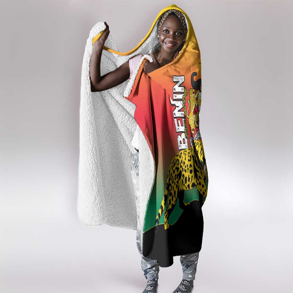 Benin National Day Hooded Blanket Leopard With Coat Of Arms - African Pride