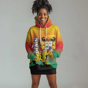 Personalized Benin National Day Hoodie Dress Leopard With Coat Of Arms - African Pride