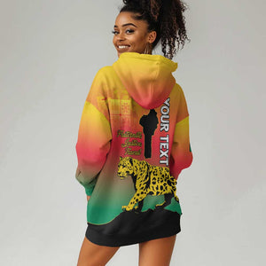 Personalized Benin National Day Hoodie Dress Leopard With Coat Of Arms - African Pride